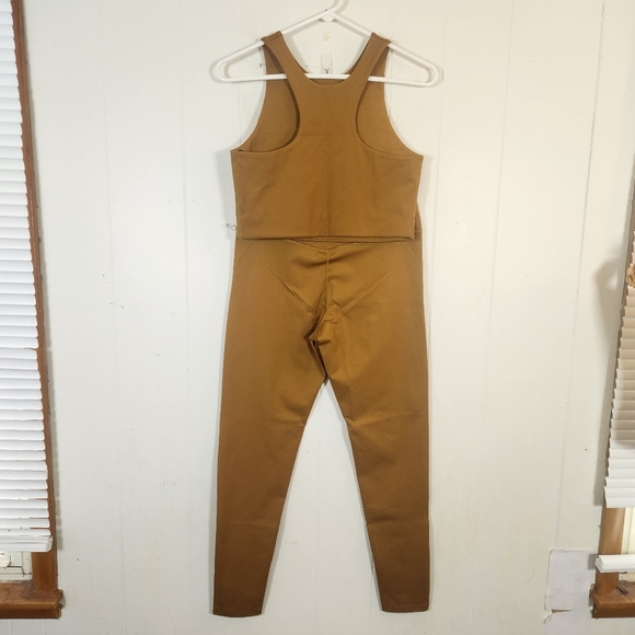 Girlfriend Collective Paloma Bra High Waist Legging Set Size Large In Saddle - Picture 3 of 16